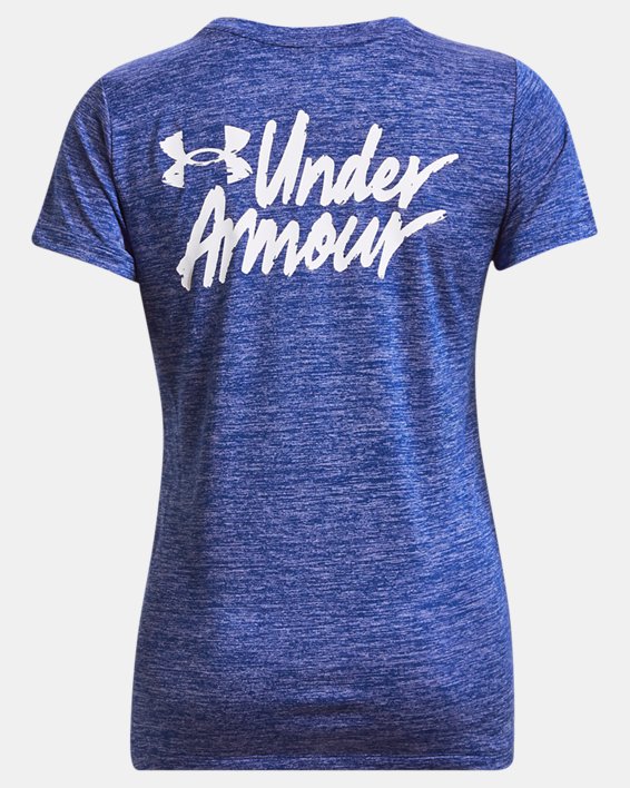 Women's UA Tech™ Twist Graphic Short Sleeve in Blue image number 5